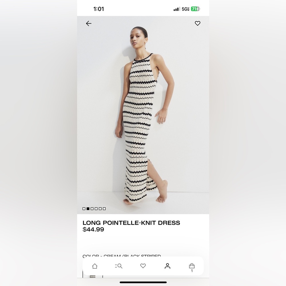 Knit  Pointelle Dress sz Lg from H &M black/cream NWT